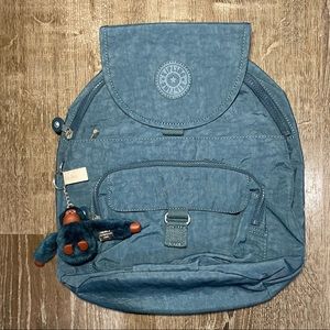 NEW Kipling Nylon Blue Backpack Purse with Gorilla Keychain Fast Free Shipping